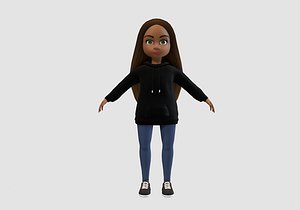 cool cartoon girl 3D model