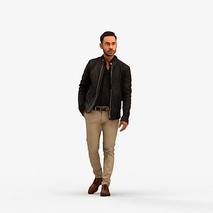 00474Xavier006 - Adult Caucasian man walking in public wearing business autumn or spring attire 3D