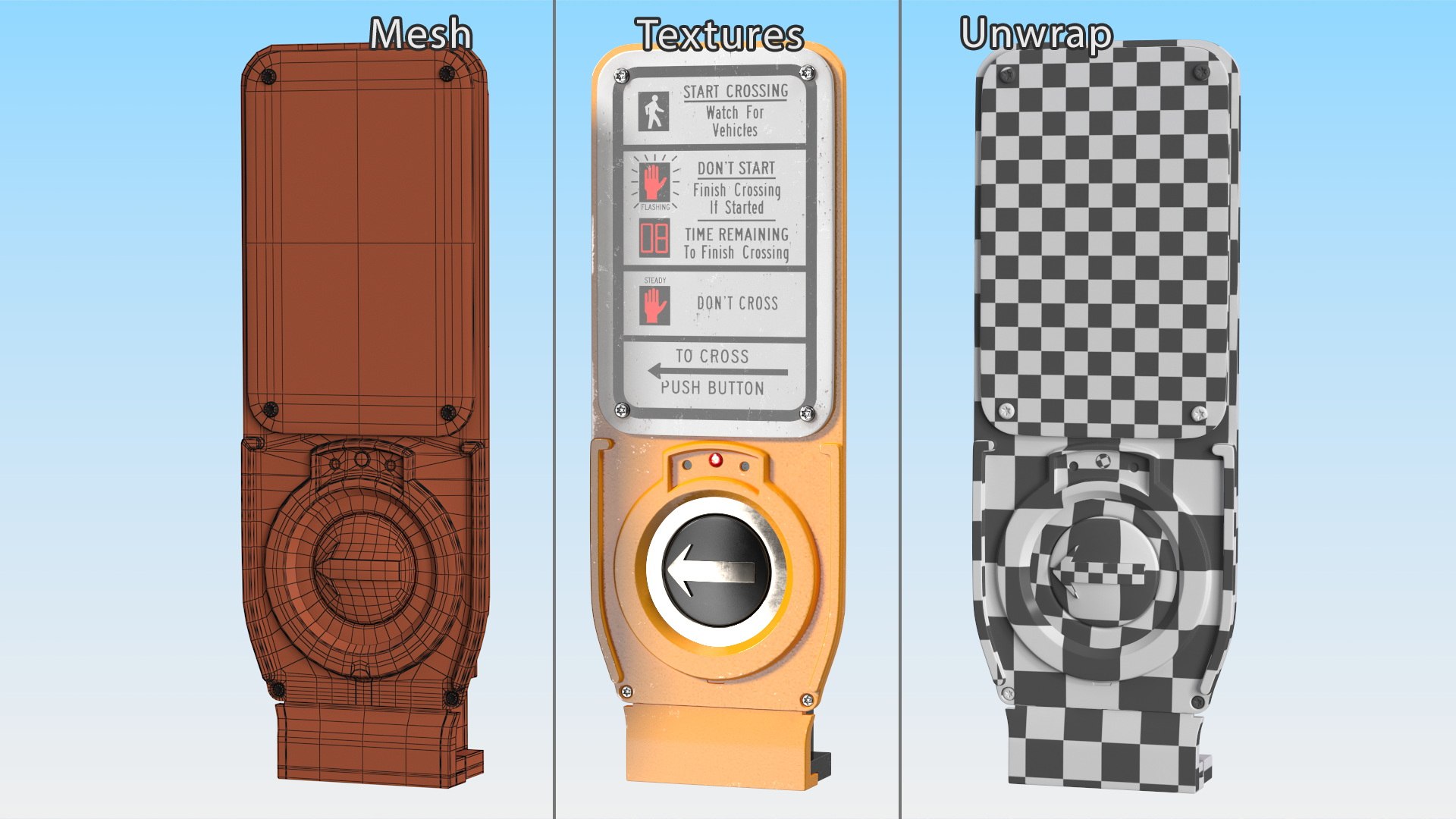 3D model Pedestrian Signals Collection 2 https://p.turbosquid.com/ts-thumb/yC/2ajDWL/af/pedestriansignalscollection2c4dmodel035/jpg/1683095008/1920x1080/fit_q87/66611e9db0ae7ba450e4520edf416824246648de/pedestriansignalscollection2c4dmodel035.jpg