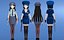 3D anime police officer girl characters