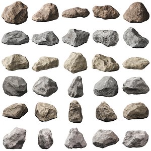 30 Low poly Rock Collection model