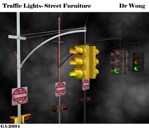 3d max street lamps traffic lights