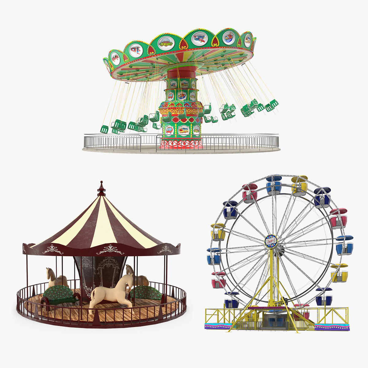 Amusement park rides model - TurboSquid 1446308