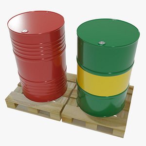 New Metal Barrels on Pallets - SC 3D Model