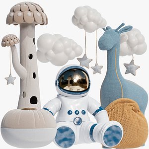3D Set of soft children toys and accessories for children room