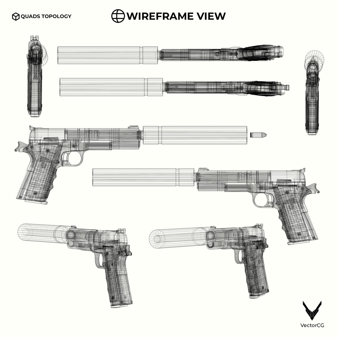 AMT Hardballer -  Low Poly Game-Ready 3D Model Clean Topology  4K Textures(1) 3D model https://p.turbosquid.com/ts-thumb/yD/24jA7l/Bg/wireframe/jpg/1756899558/1920x1080/fit_q87/7efdfb005824e34bf99904a1e2e205a65b1a60cd/wireframe.jpg