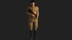 3D Soldier with kar98k Unreal Engine Rig model