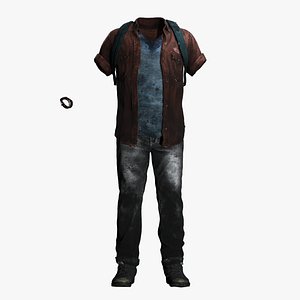 Adventure Ready Male Attire - Open Shirt Boots  Travel Gear 3D model