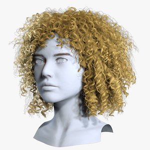 Realistic Medium Curly Ringlets Hair Asset - Real-Time Game Ready 3D