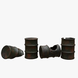3D Rusty Metal Oil Barrels Realistic Textures