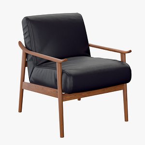West Elm Mid-Century Leather Show Wood Chair
