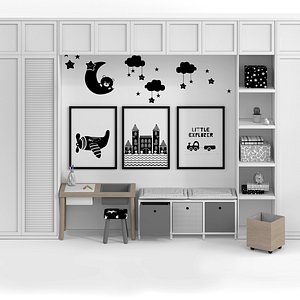 3D scandinavian study kid room