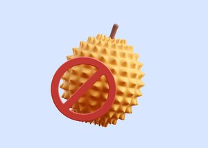 Durian Prohibition Icon Illustration 3D model
