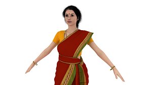 indian girl woman saree 3D model