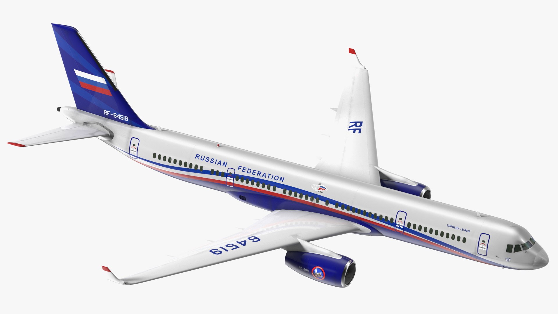 Tupolev Tu-214 Jet Airliner Flight 3D model preview