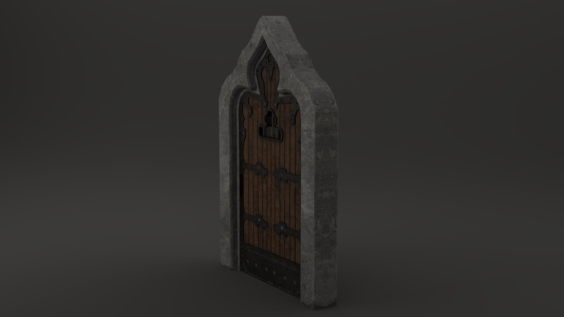 3D Medieval Door Cell Door Arched Gothic Design 3D Model Model ...