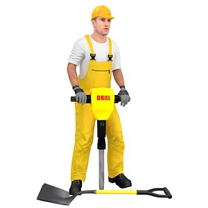 rigged worker 3D model