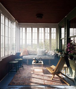 Cozy Enclosed Porch Day and Evening Versions