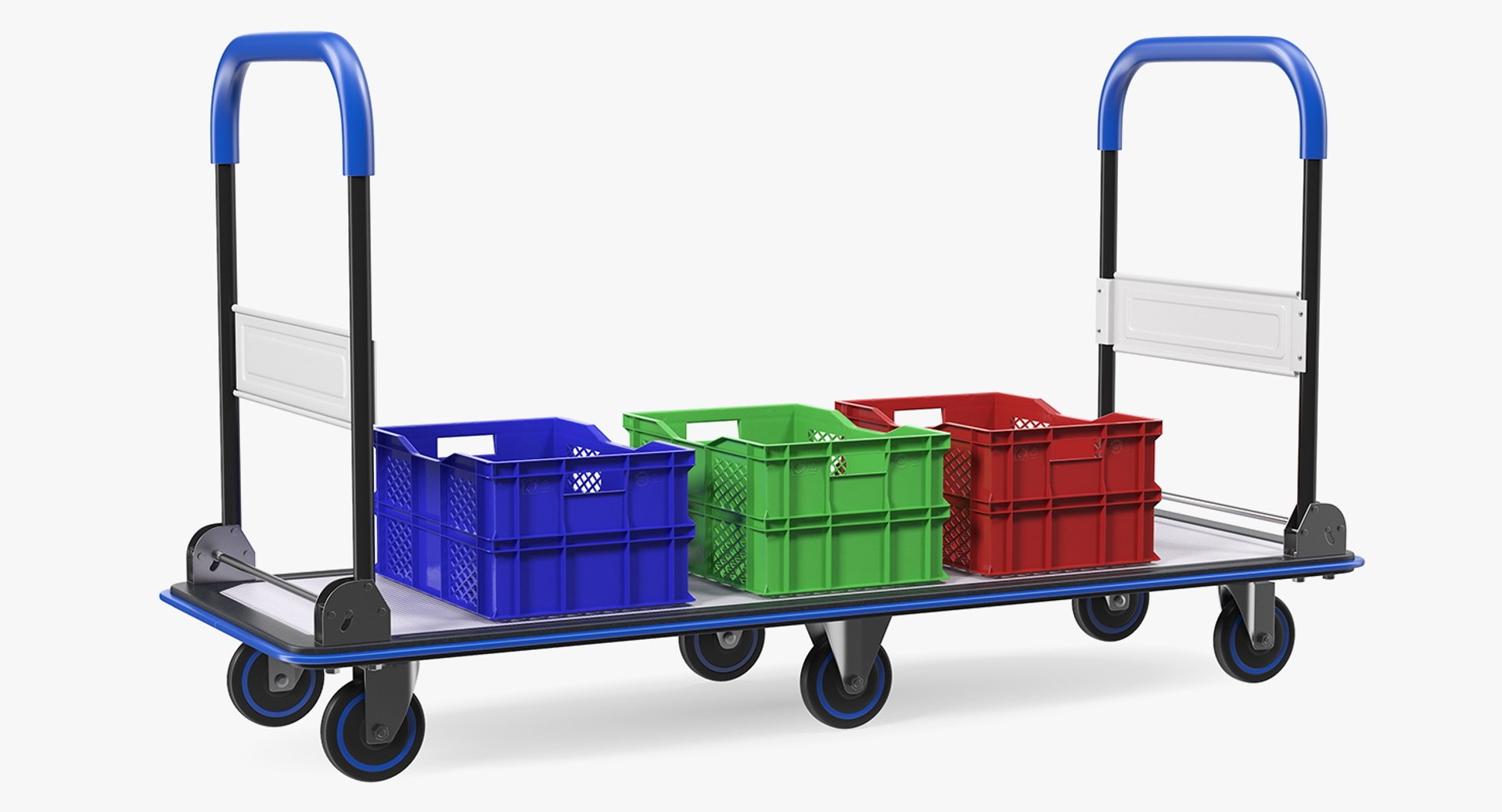 Market Service Cart with Crates 3D Model 3D model preview