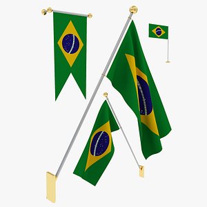 3D Brazil Flag Set