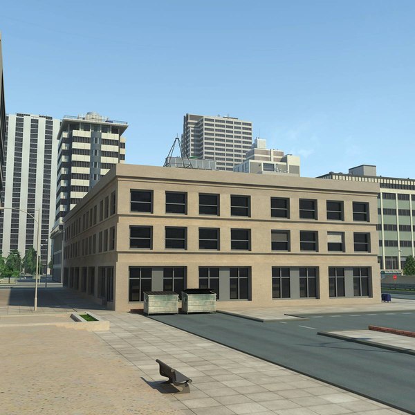 3dsmax city cityscape office buildings