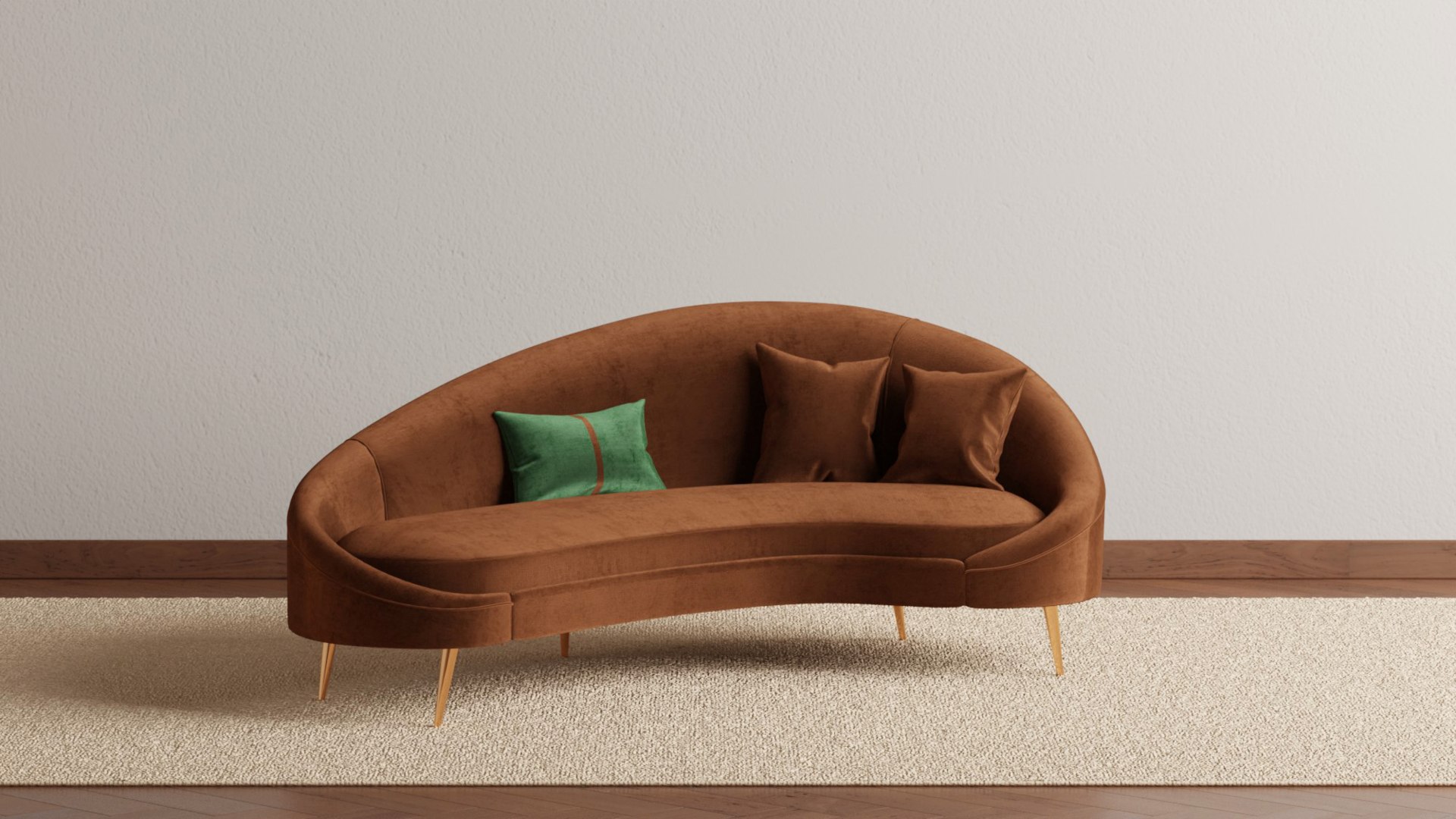 3D Model Curved High-low Back Sofa - TurboSquid 2244527