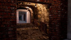 3D model Military modular bunker with props