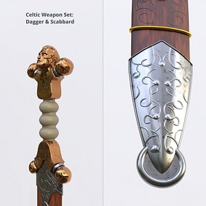 Celtic Weapon Set - Dagger and Scabbard 3D model
