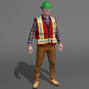 worker engineer work 3D model