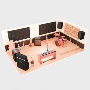Rehearsal Recording Music Studio Room 3D model