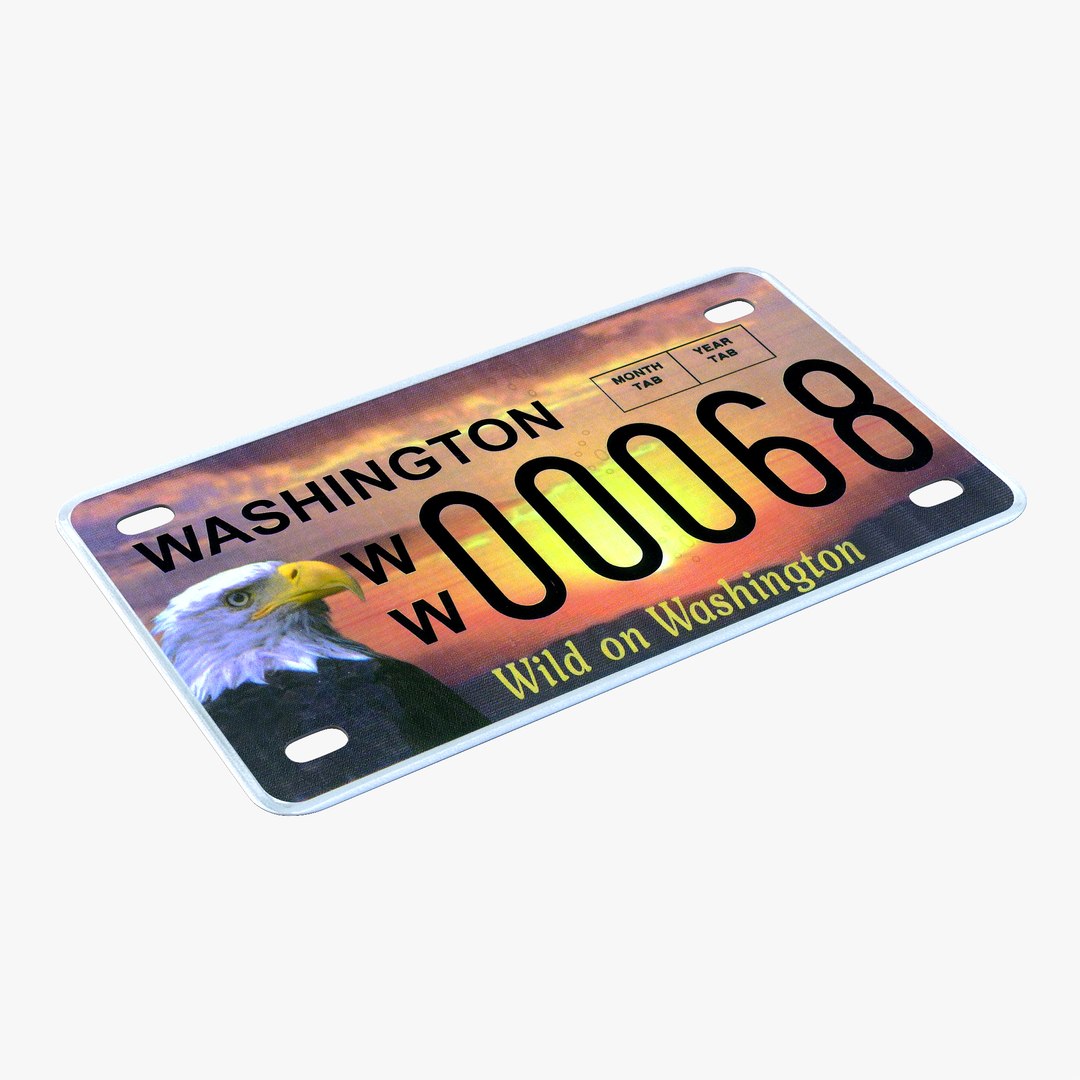 Washington License Plate 3D Model 3D model preview