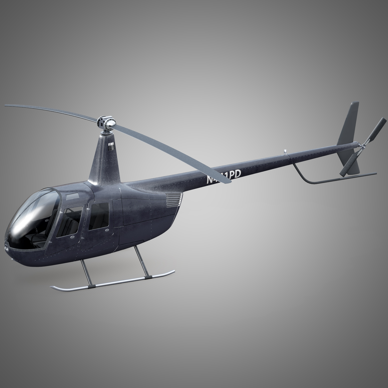 3d Robinson Black Helicopter Interior