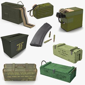 Military Gun Magazines and Boxes Collection