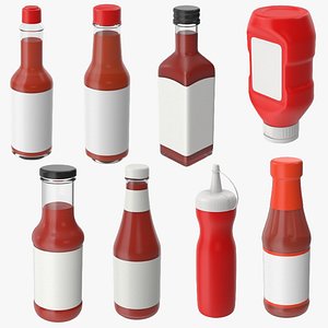 Hot Sauce And Ketchup Bottles 3D