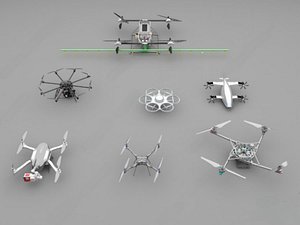 3D Quadcopter Drones Collection Aircraft Drone model