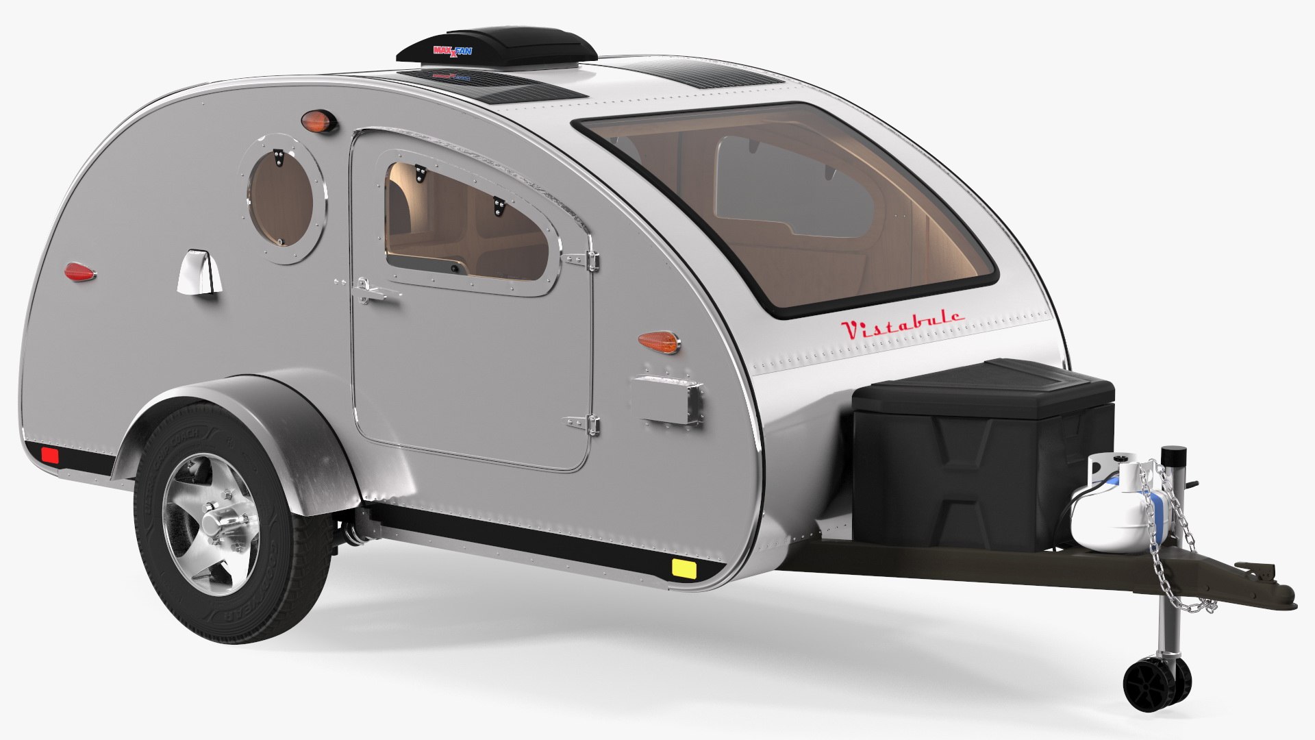 Metallic Vistabule Teardrop Camping Trailer 3D model preview