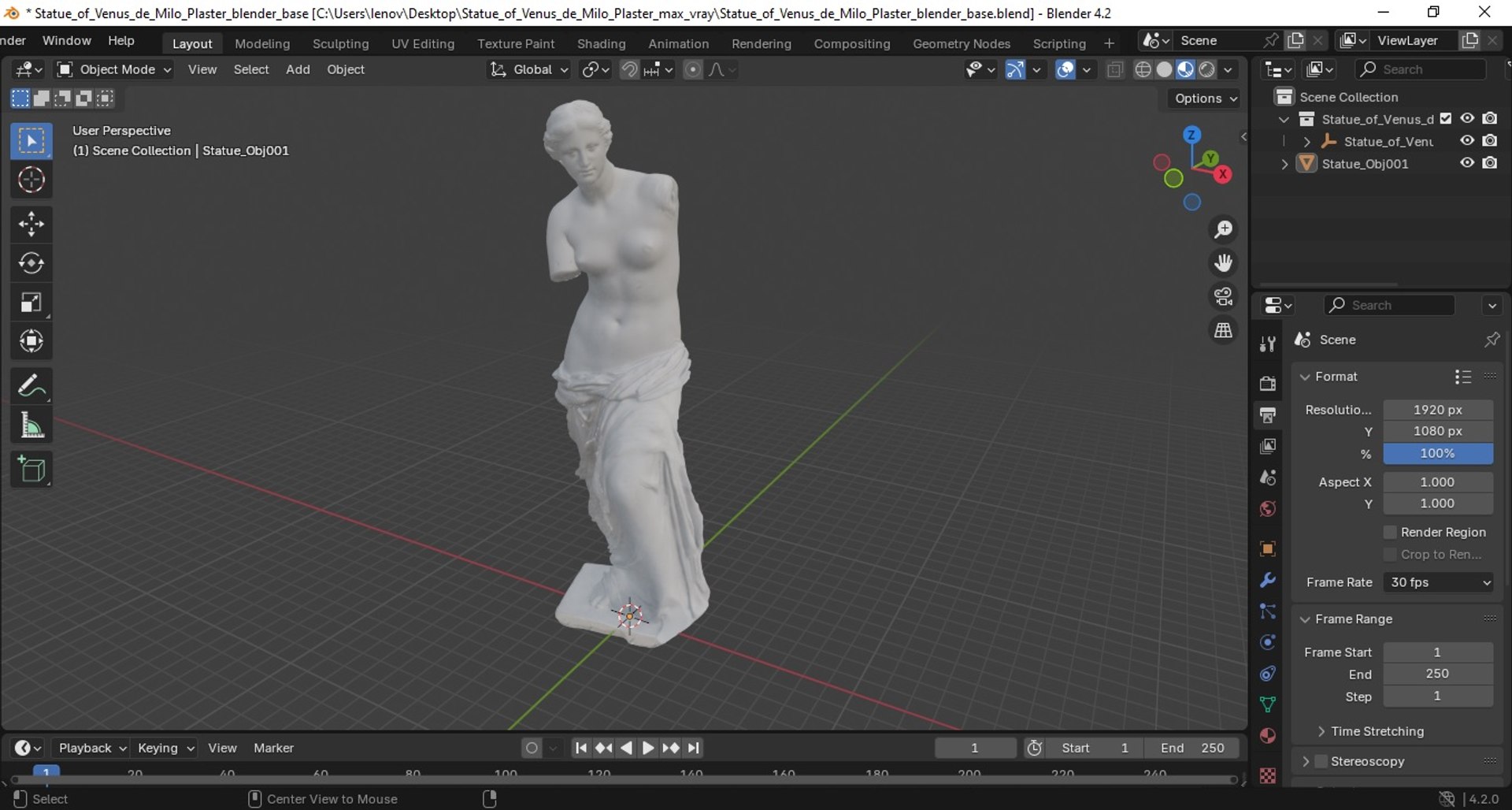 Statue Of Venus De Milo Plaster For 3D Print 3D - TurboSquid 2285473