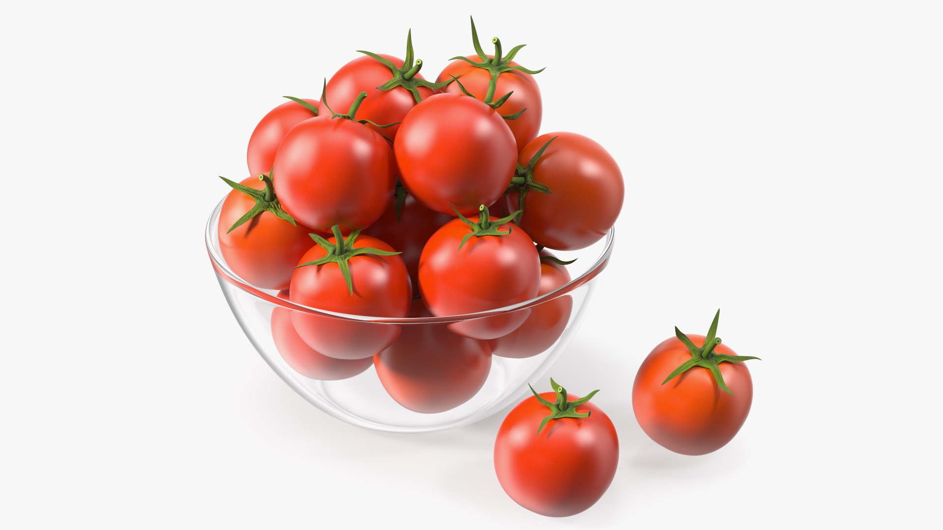 Cherry Tomatoes in Glass Bowl 3D model preview