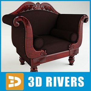 3d model north european mahogany armchair