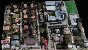 town buildings sector diorama terrain drone scan 3D