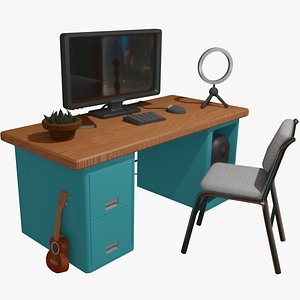 3D Cartoon 3d table 3 types office boy girl lowpoly realtime Low-poly 3D model