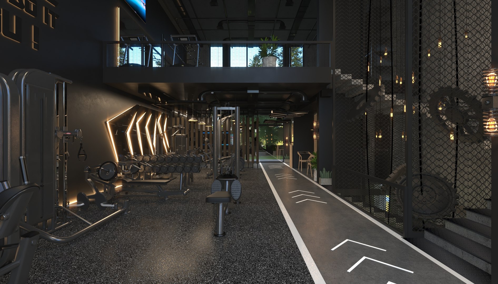 Gym Fitness Interior 3D Model - TurboSquid 1680124