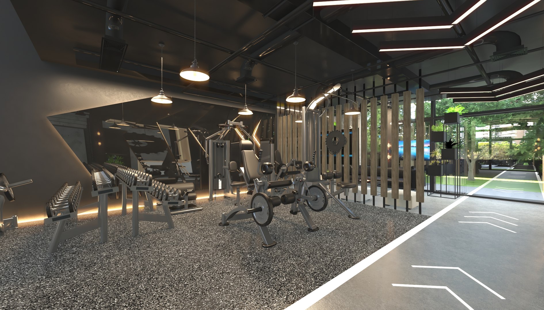 Gym Fitness Interior 3D Model - TurboSquid 1680124