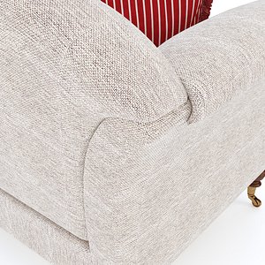 Victorian Style Sofa with Wheels and Pillows 3D model