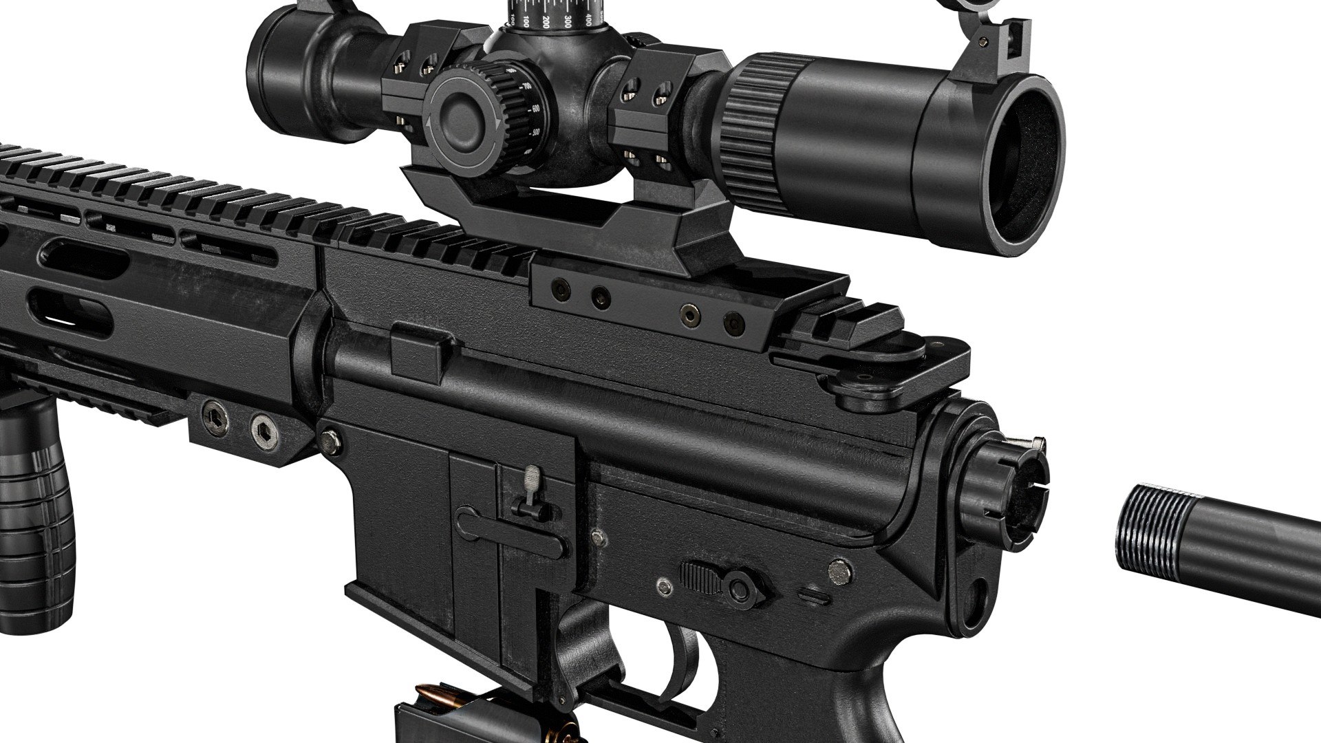 Custom  M4 Rifle 3D model https://p.turbosquid.com/ts-thumb/yG/4ifmNX/vA/m4gunpbr3dmodel7/jpg/1789561021/1920x1080/fit_q87/e8db1e4f8798083a5bfe0dc72b53527c216622ed/m4gunpbr3dmodel7.jpg