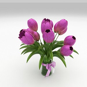 3D vase tulips model