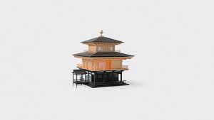 cartoon japanese kinkaku-ji temples 3D model
