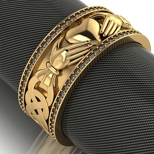 claddagh ring heart hands 3D