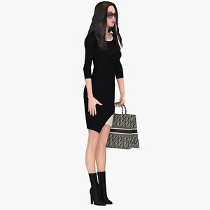 Elegant Woman with Beige Tote Bag
