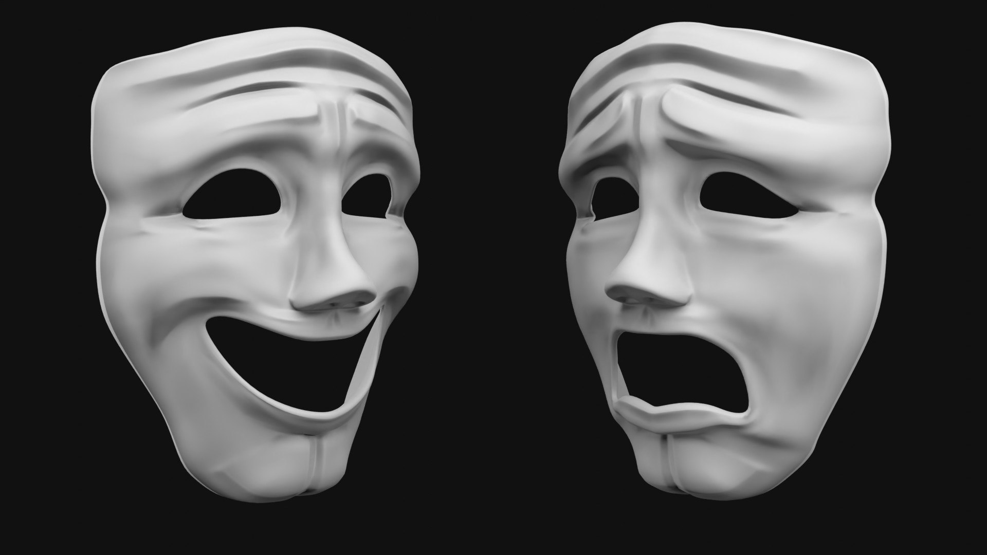 Sock And Buskin Theatre Masks 3D Model - TurboSquid 2084271